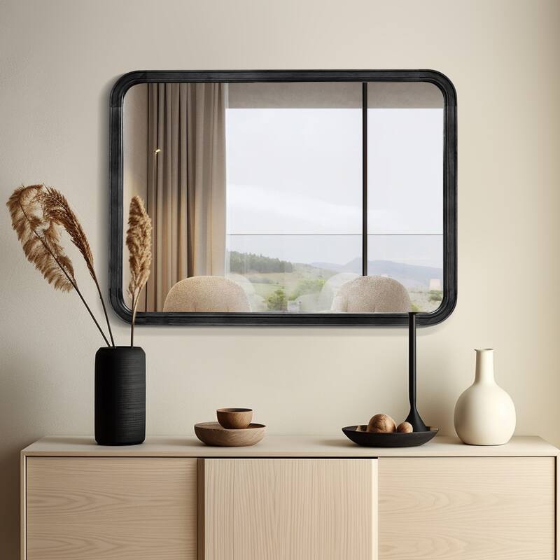 Pine Wooden Framed Standard Farmhouse Style Rectangle Wall Mirror