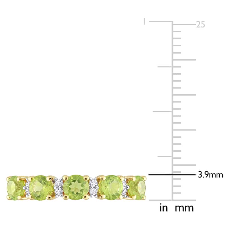 Miadora 1 3/5ct TGW Peridot and White Sapphire Semi Eternity Ring in Yellow Silver