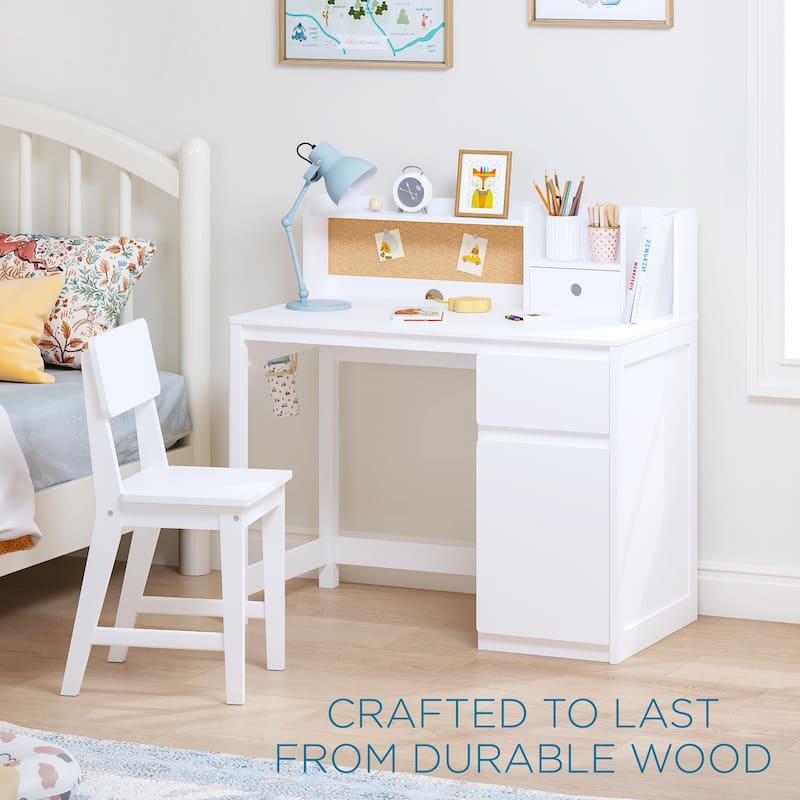 COSTARS Kids Desk and Chair Set, Kids Study Desk with Hutch for 5-12 Years Old, Student Writing Table Computer Workstation