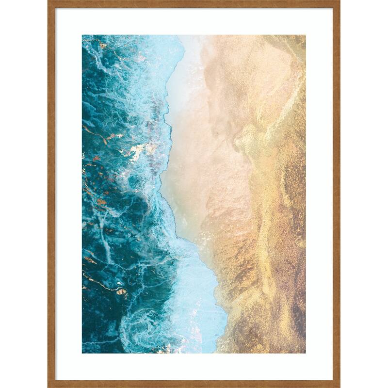 Gold beach by Sarah Manovski Wood Framed Wall Art Print