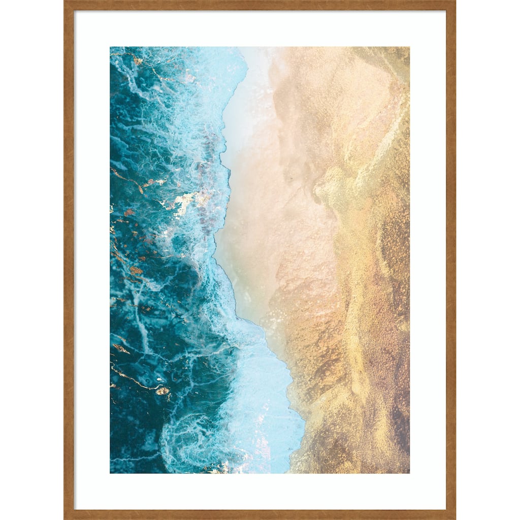 Gold beach by Sarah Manovski Wood Framed Wall Art Print