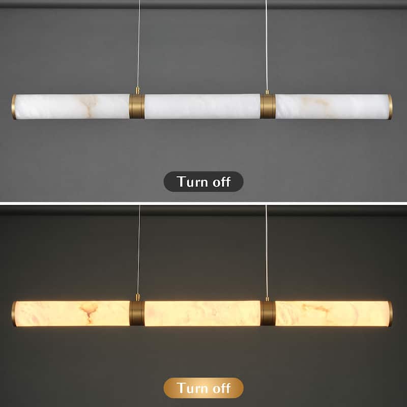 KAYLA L47.2in Alabaster Chandelier,Brass LED Chandeliers - 47.2in