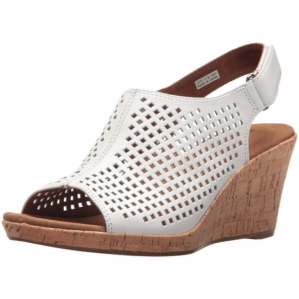 rockport briah perforated leather wedge sandals