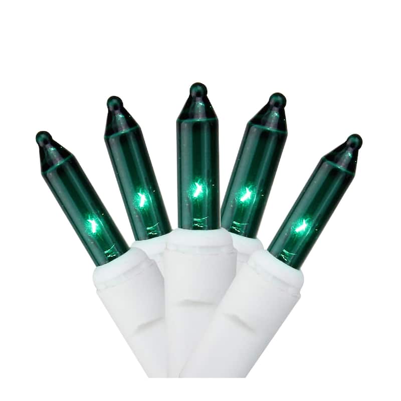 100-Count Green Mini Christmas Light Set 4.6ft White Wire - 4.6'