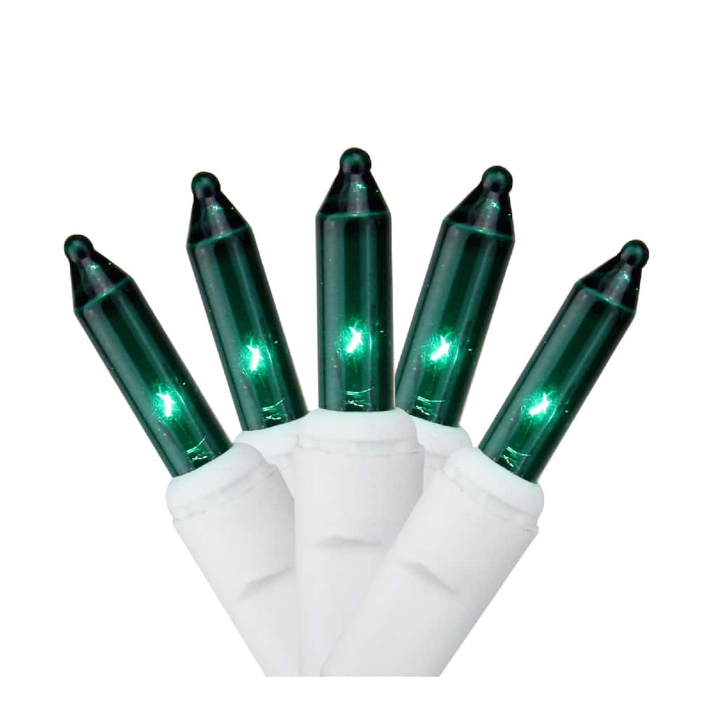 100-Count Green Mini Christmas Light Set 4.6ft White Wire - 4.6'