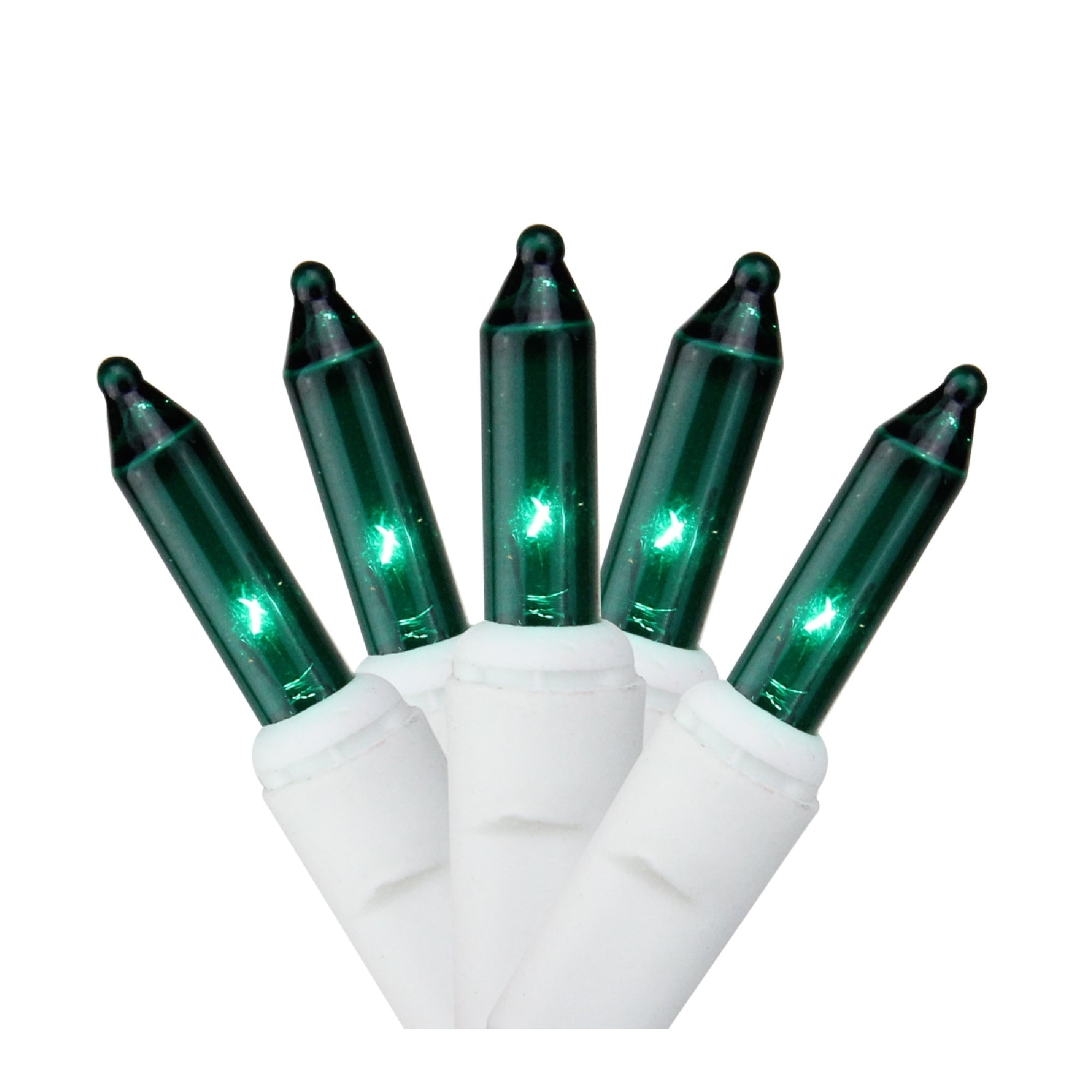 100-Count Green Mini Christmas Light Set 4.6ft White Wire - 4.6'