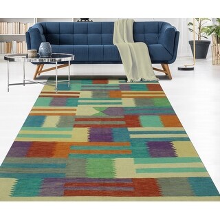 Hand-Woven Winchester Kilim Neha Purple/Orange Rug - 5'5