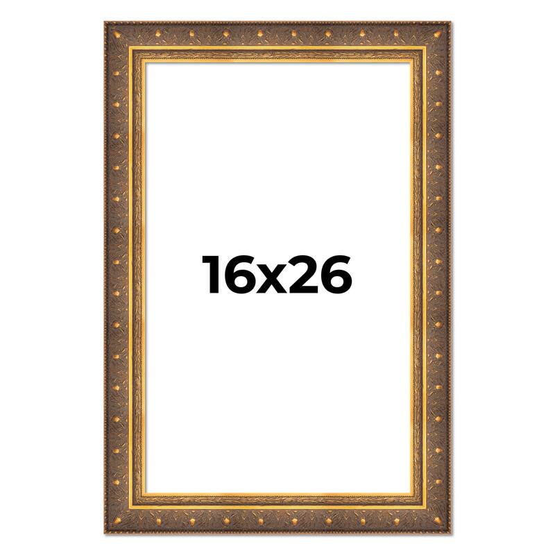 16x26 Frame Vintage Gold Solid Wood Picture Frame | 2.5 Inch Moulding