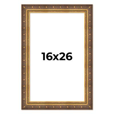 16x26 Frame Vintage Gold Solid Wood Picture Frame | 2.5 Inch Moulding