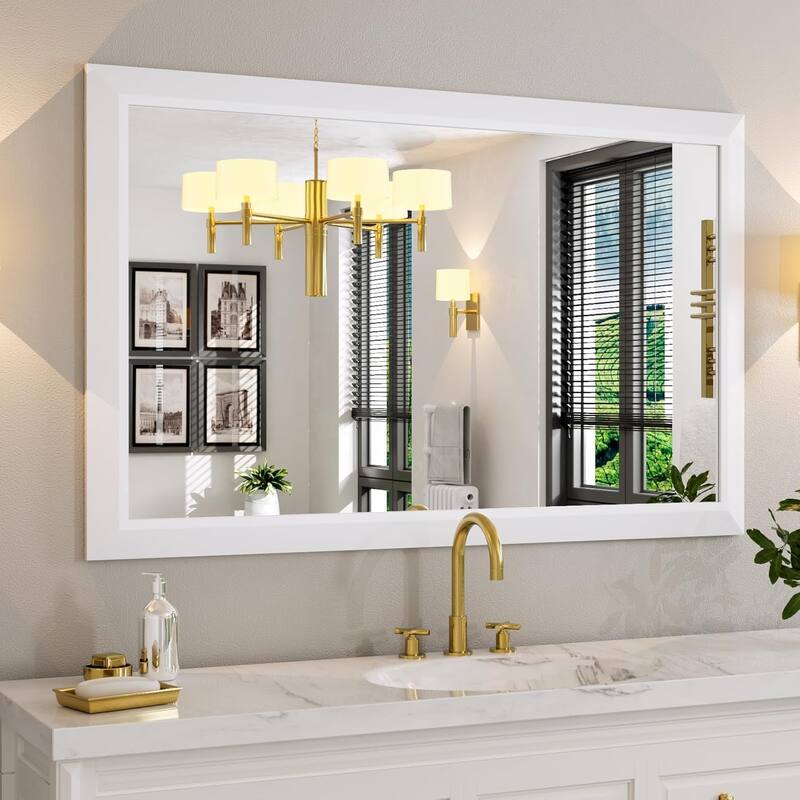 KIOTEE Full size Metal Bathroom Mirror with 5-Year Warranty - 48x30 - White