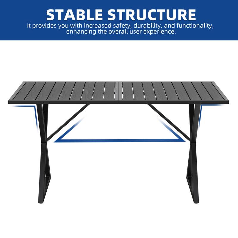 Moasis 59" Rectangle Outdoor Plastic Wood Patio Dining Table For up to 6 People