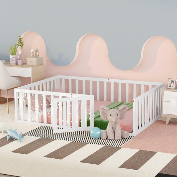Size full floor bed online frame with gate
