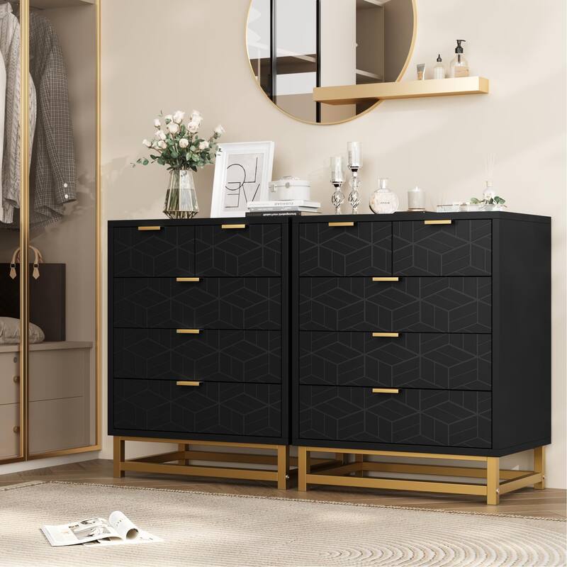 5 Drawer Dresser for Bedroom, Chest of Drawers with Metal Base