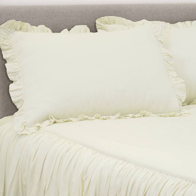Lush Decor Belgian Flax Prewashed Linen Rich Cotton Blend Bedspread 3Piece Set