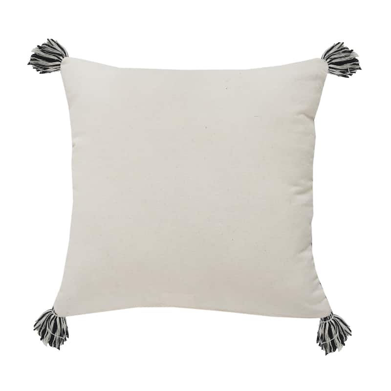 Handwoven Geometric Square Throw Pillows - 20" - Black and White - Set of 2