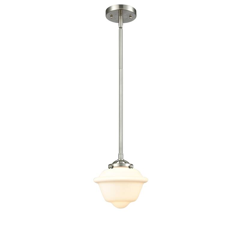 Innovations Lighting Small Oxford 8" Wide Mini Pendant - Brushed Satin Nickel / Matte White