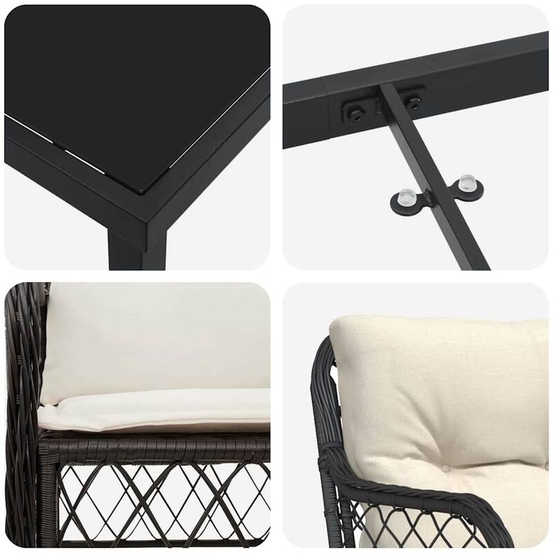 vidaXL Garden Dining Set with Cushion Poly Rattan