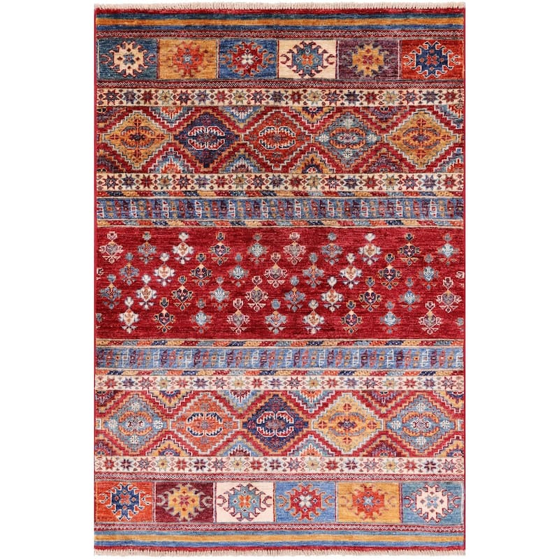 Golden Nile Khorjin Persian Gabbeh Handmade Wool Rug - 3' 3" X 4' 11"