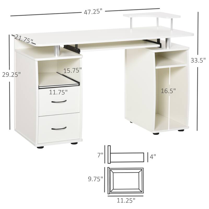 HOMCOM Multi-Function Computer Desk Home Office Workstation with ...