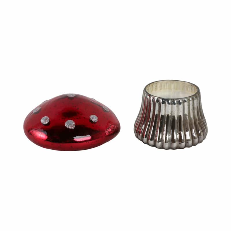 Glass Mushroom Candle Jar with Lid Boho Glam Wax Soy Accent Decor - 6" x 6" x 6"