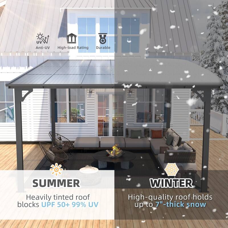 AECOJOY Wall Mounted Gazebos Pergola Gazebo Awnings for Backyard