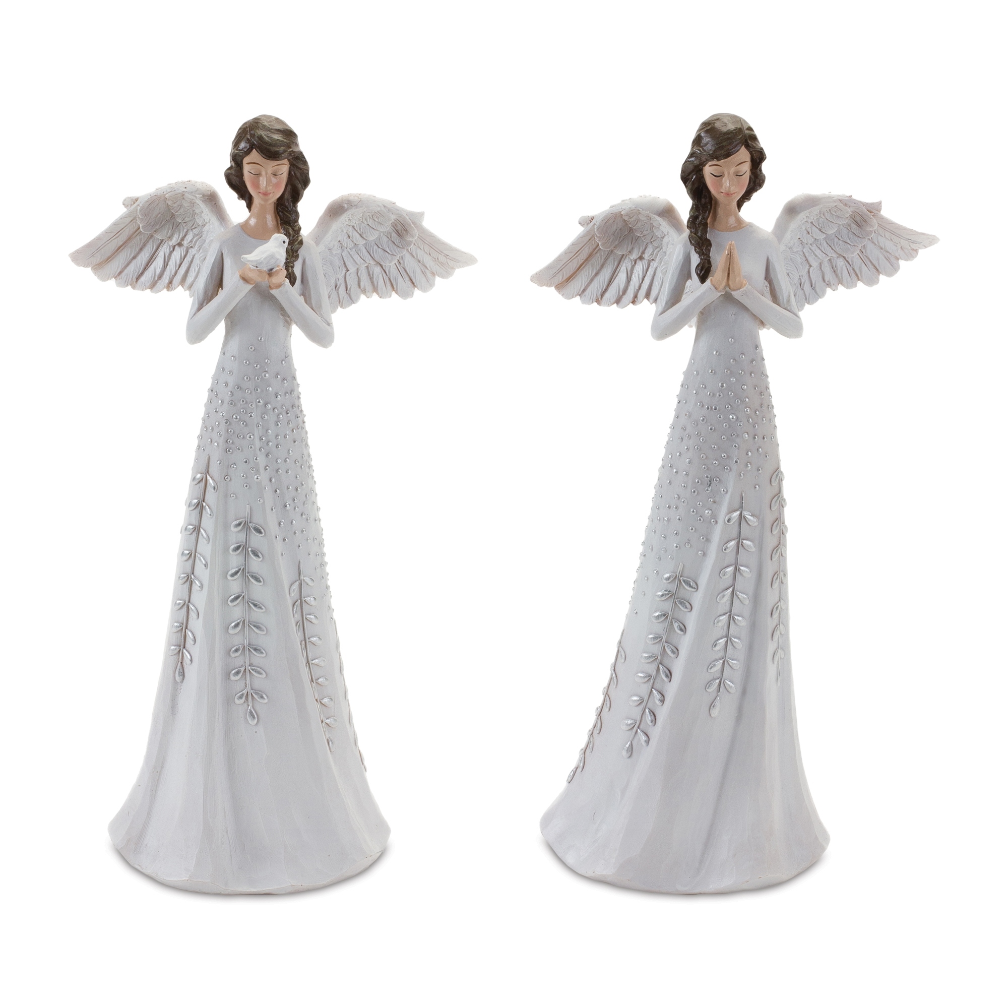 木製エンジェル Mango Wood Angel, Set of 2 - Natural - On Sale - Overstock