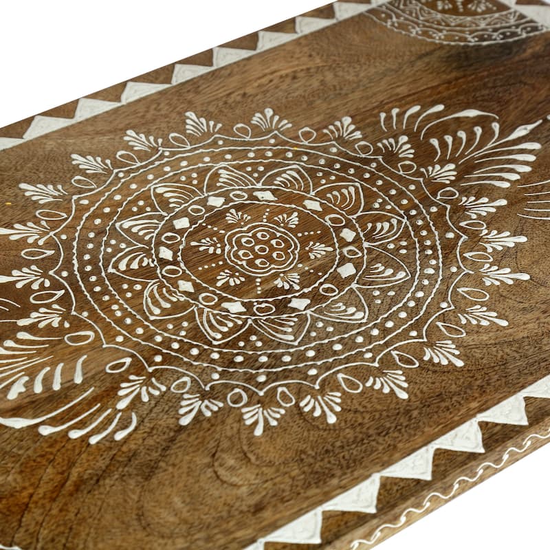 Handcrafted Farmhouse Mango Wooden 2 Drawer End Table Oriental Design - Unique, Durable & Stylish