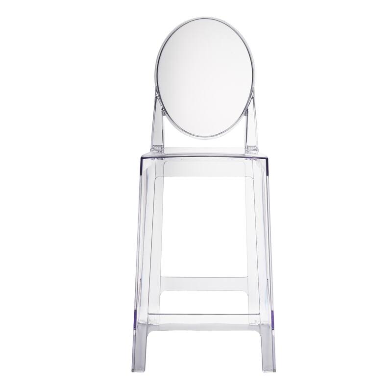 25" Seat Height With Back Modern Plastic Side Bar Counter Stool Accent Armless Crystal Home Office