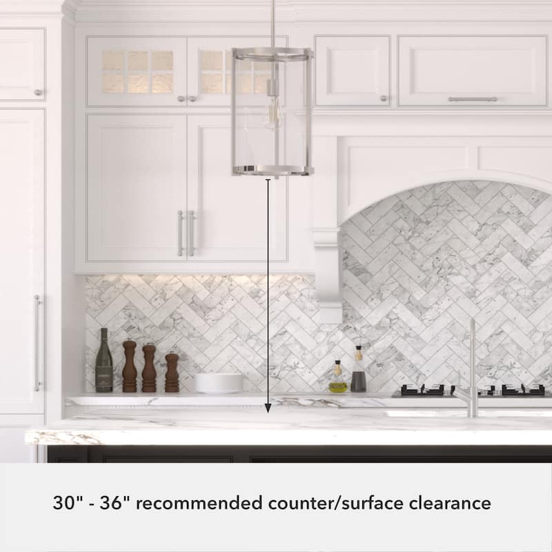 Hunter Astwood 1-Light Pendant - Kitchen Island, Dining Room, Entry - Art Deco, Contemporary, Clear Glass