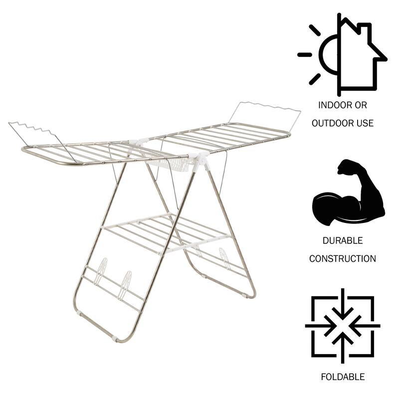 Everyday Home Indoor/Outdoor Folding Clothes Drying Rack