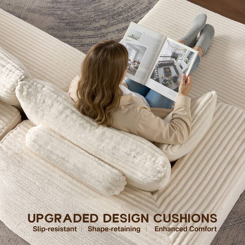 OVIOS All-Foam Cloud L-Shaped Lounger Sofa​ ​​With Ottoman​