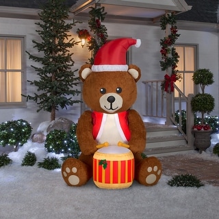 Gemmy Animated Christmas Airblown Inflatable Mixed Media Drumming Fuzzy ...
