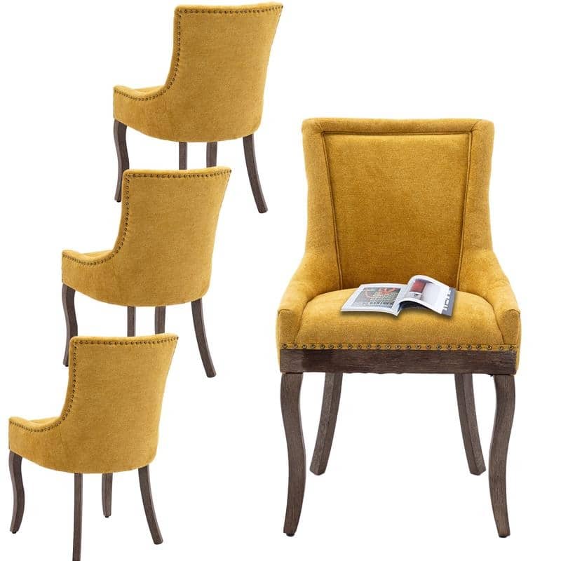 Thickened Side Dining Chair with Solid Wood Legs Set of 4