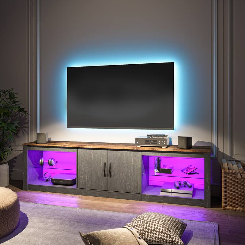 70 inch TV Stand 20 Color RGB Light Entertainment Center