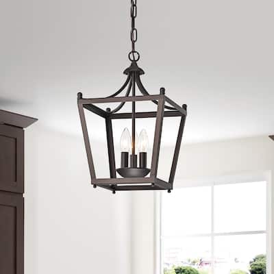 Antique Bronze 3-Light Cage Lantern Pendant