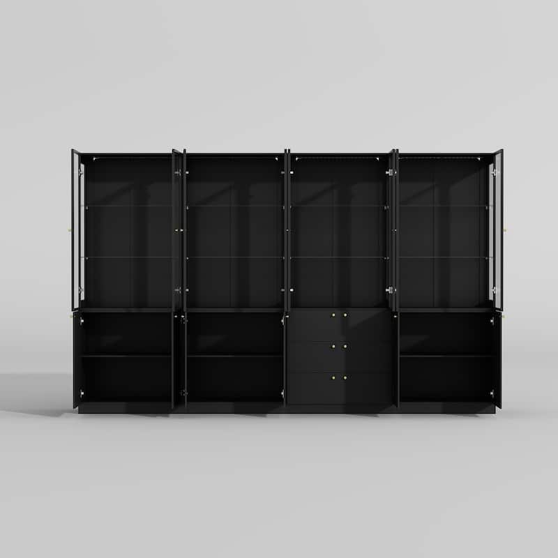 LED Glass Display Cabinet with Aluminum Alloy Frame Glass Door Showcase Wine Storage Cabinet