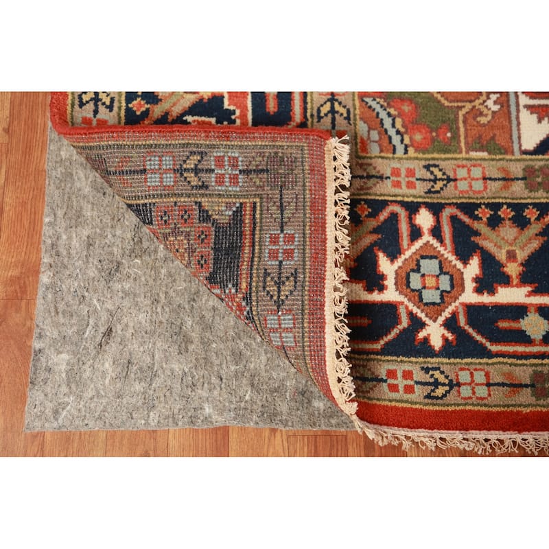 Geometric Heriz Serapi Indian Rug Hand-Knotted Oriental Wool Carpet - 8'11" x 11'11"