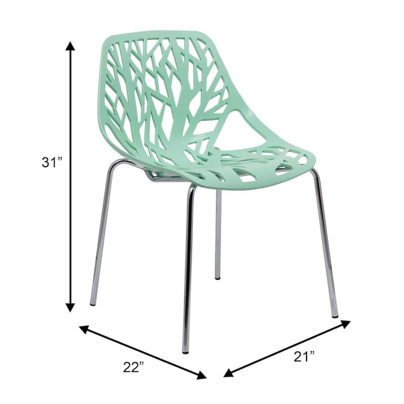 Asbury Modern Stackable Dining Chair with Chrome Stainless Steel Legs Side Chair for Indoor and Outdoor (Set of 4)