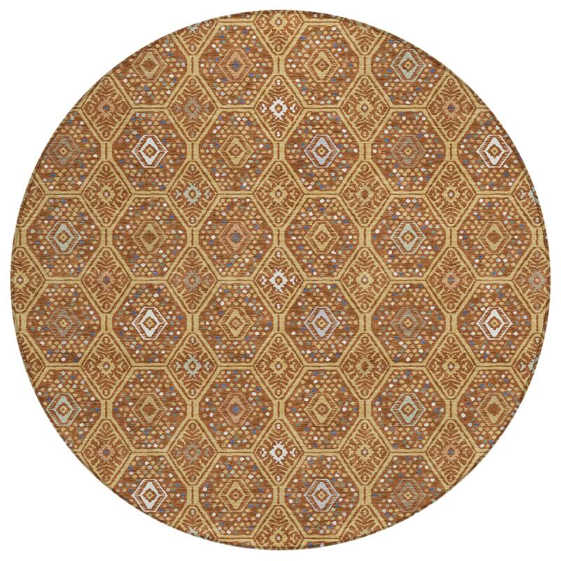 Machine Washable Indoor/ Outdoor Modern Hexi Chantille Rug
