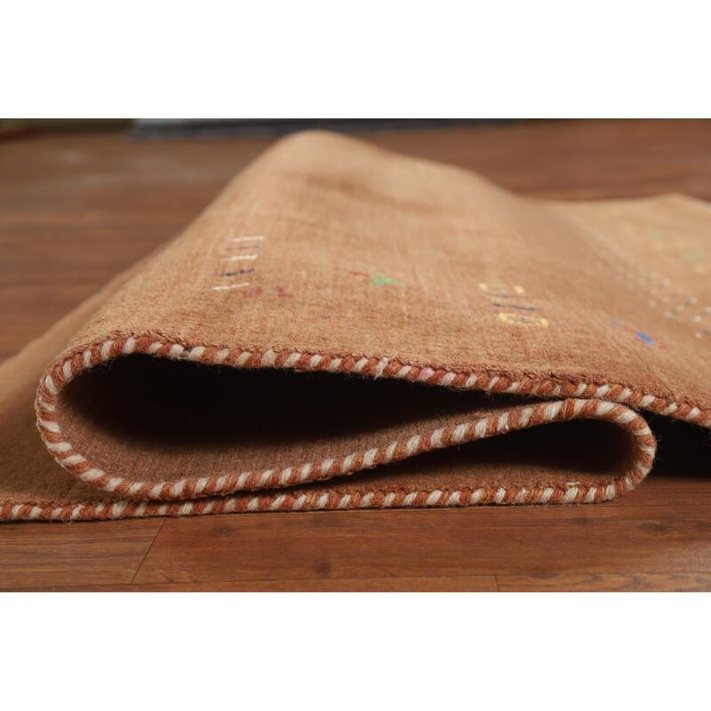 Hand Knotted Oriental 100% Wool Carpet Tribal Tribal Brown Gabbeh Area Rug - 5' 9'' X 4' 1''