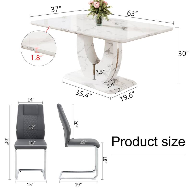 Dining Table Set with PU Leather Side Chairs and Dining Table