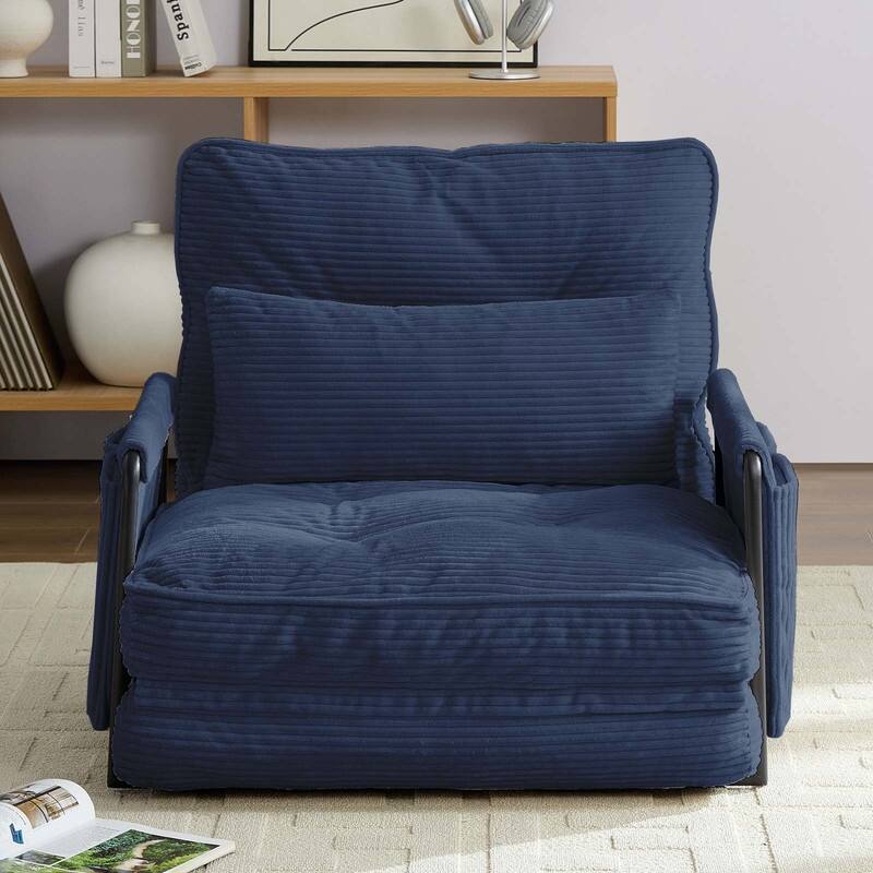 Mixoy Muti-Functional Folding Floor Sofa Bed,Lazy Sofa with Pillows,6 Position Adjustable Backrest-2+1