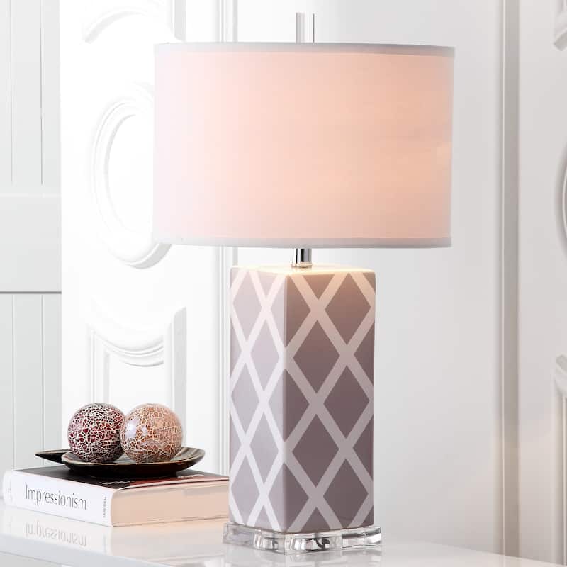 SAFAVIEH Lighting 27-inch Grey Garden Lattice Table Lamp (Set of 2) - 15"W x 15"D x 27"H