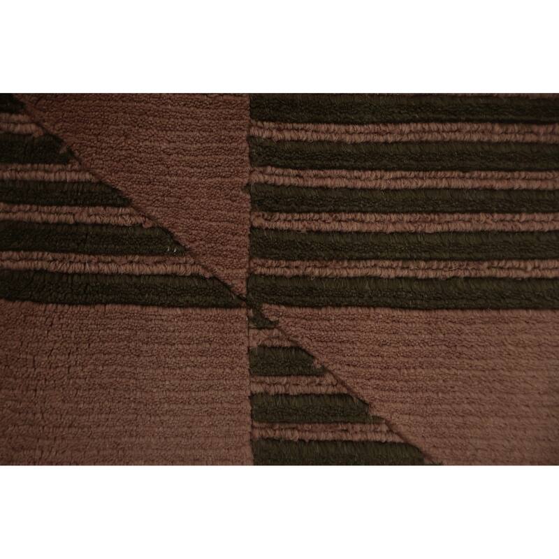 Hand Knotted Oriental 100% Wool Carpet Modern Geometric Pink Nepalese Area Rug - 8' 3'' X 4' 11''