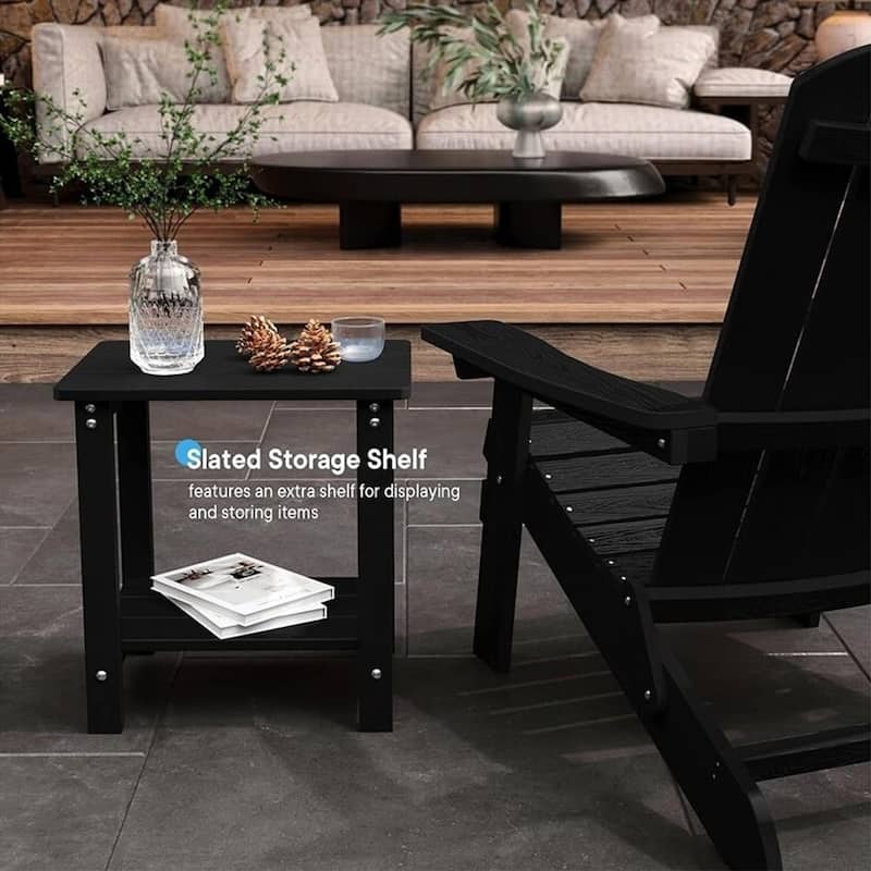 WINSOON All Weather HIPS Outdoor Side Tables 2-Tier Adirondack Tables End Tables 18inch