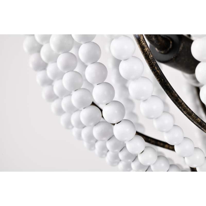 Pryne 18 Inch Off White Bead Detail Flush Mount 3-Light