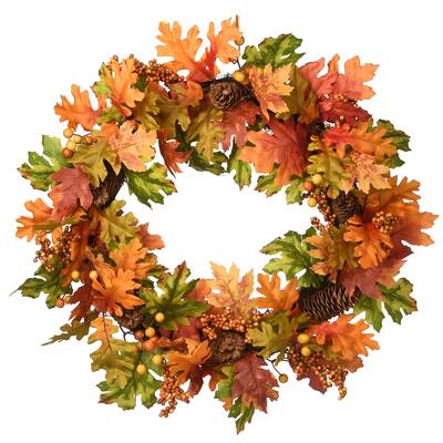 24" Harvest Oak Leaves Wreath