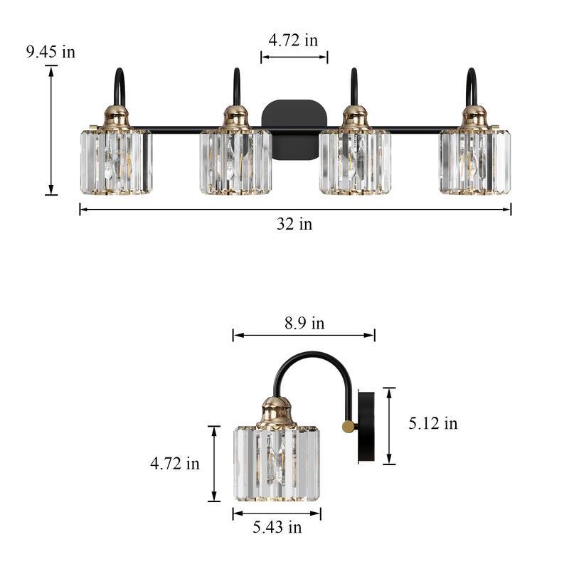 ExBrite Modern Rose Gold Dimmable Bathroom Crystal Vanity Lights