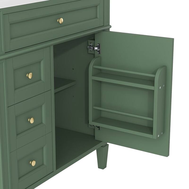 30" Modern Bathroom Vanity with Top Sink and 2 Drawers and a Tip-out Drawer