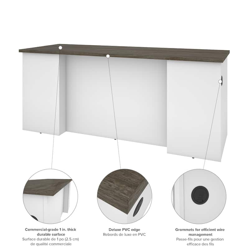 Bestar Norma 71W U or L-Shaped Executive Desk with Hutch